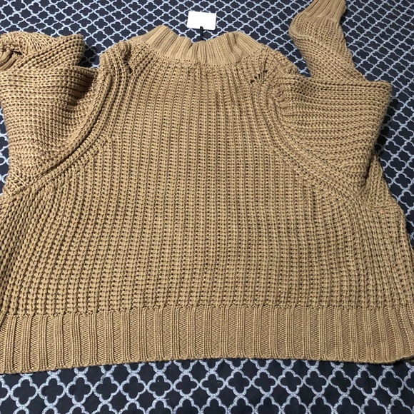 dra Los Angeles Chunky Knit Distressed Crop Crew Neck Sweater Sz Large - Picture 3 of 6